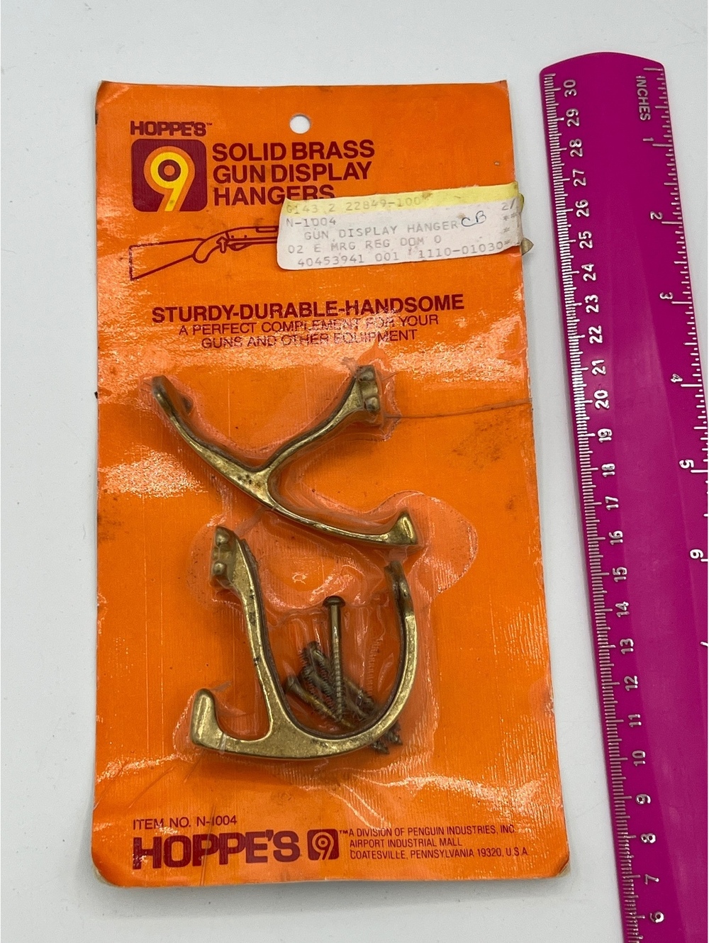Hoppe's Solid Brass Gun Display Hangers Set of 2 with Screws, Sturdy and Durable